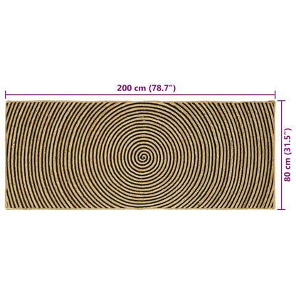 vidaXL Teppich Natürlich und Schwarz 80 x 200 cm Jute