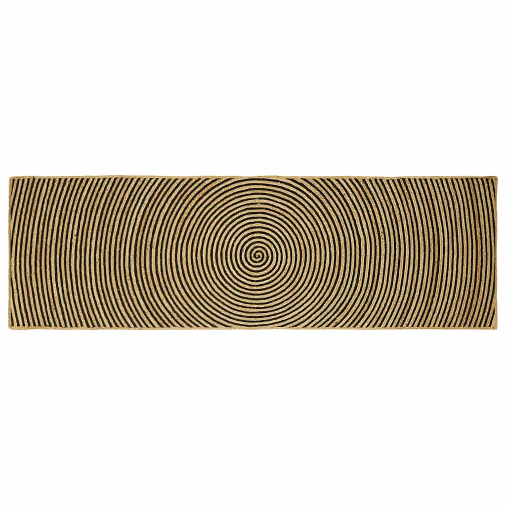 Teppich Natürlich und Schwarz 80 x 250 cm Jute