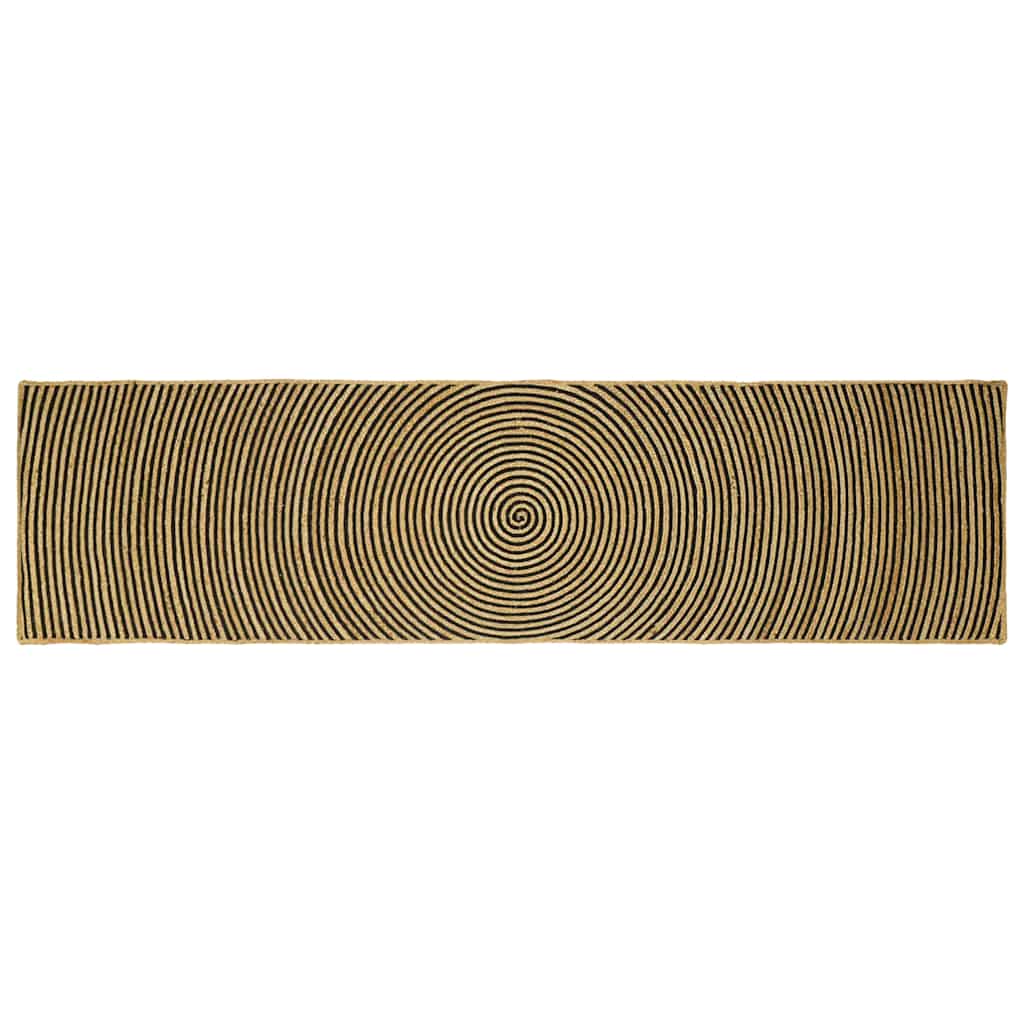 vidaXL Teppich Natürlich und Schwarz 80 x 300 cm Jute