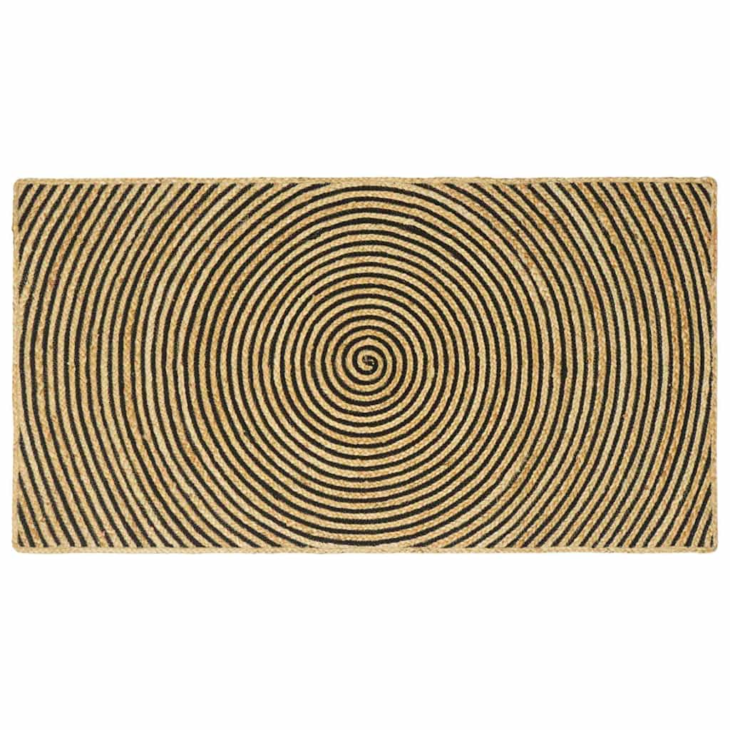 vidaXL Teppich Natürlich und Schwarz 100 x 200 cm Jute