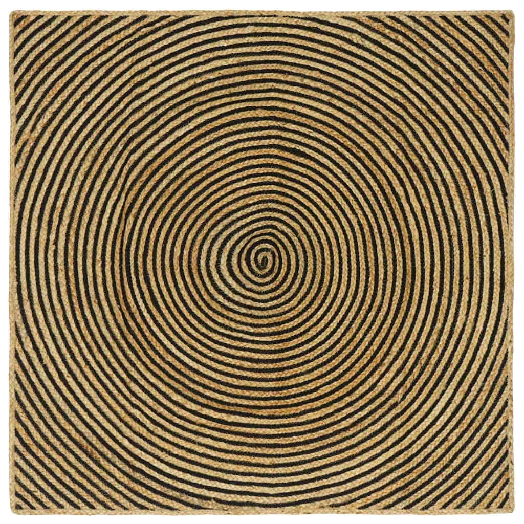 vidaXL Teppich Natürlich und Schwarz 120 x 120 cm Jute