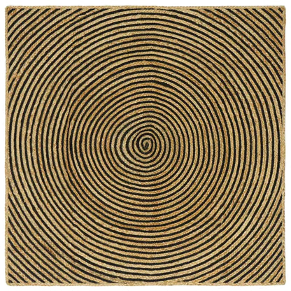 vidaXL Teppich Natürlich und Schwarz 120 x 120 cm Jute