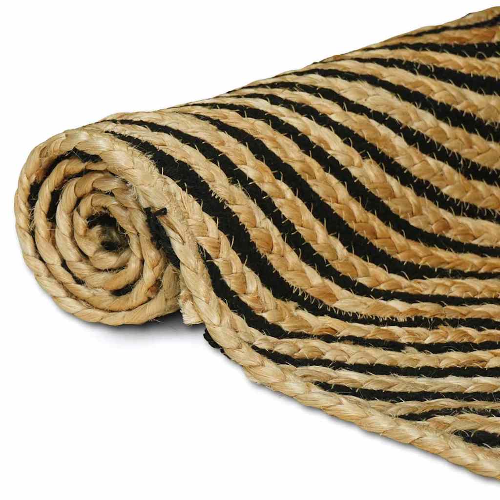 vidaXL Teppich Natürlich und Schwarz 200 x 200 cm Jute