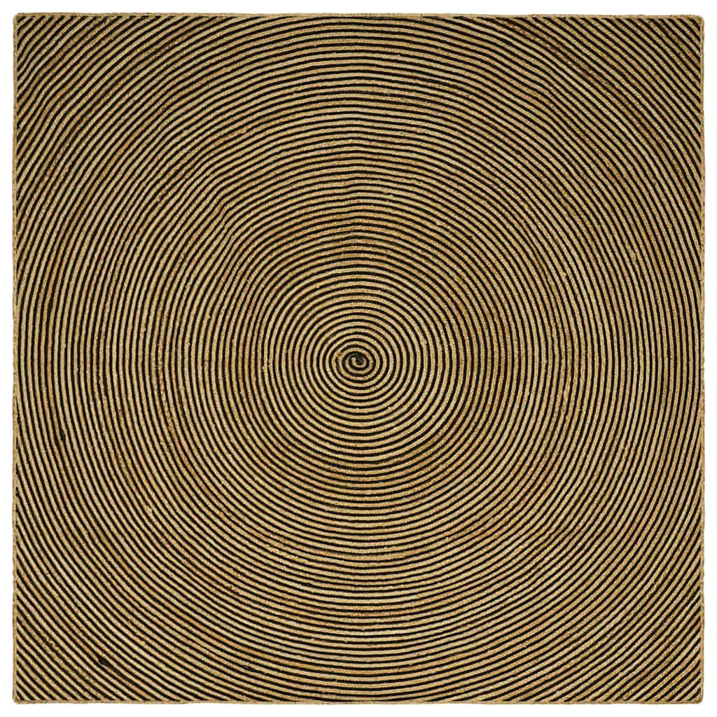 vidaXL Teppich Natürlich und Schwarz 200 x 200 cm Jute