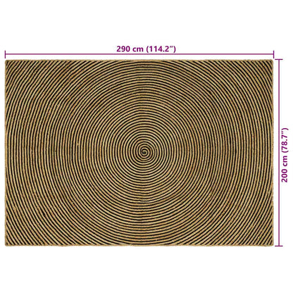 vidaXL Teppich Natürlich und Schwarz 200 x 290 cm Jute
