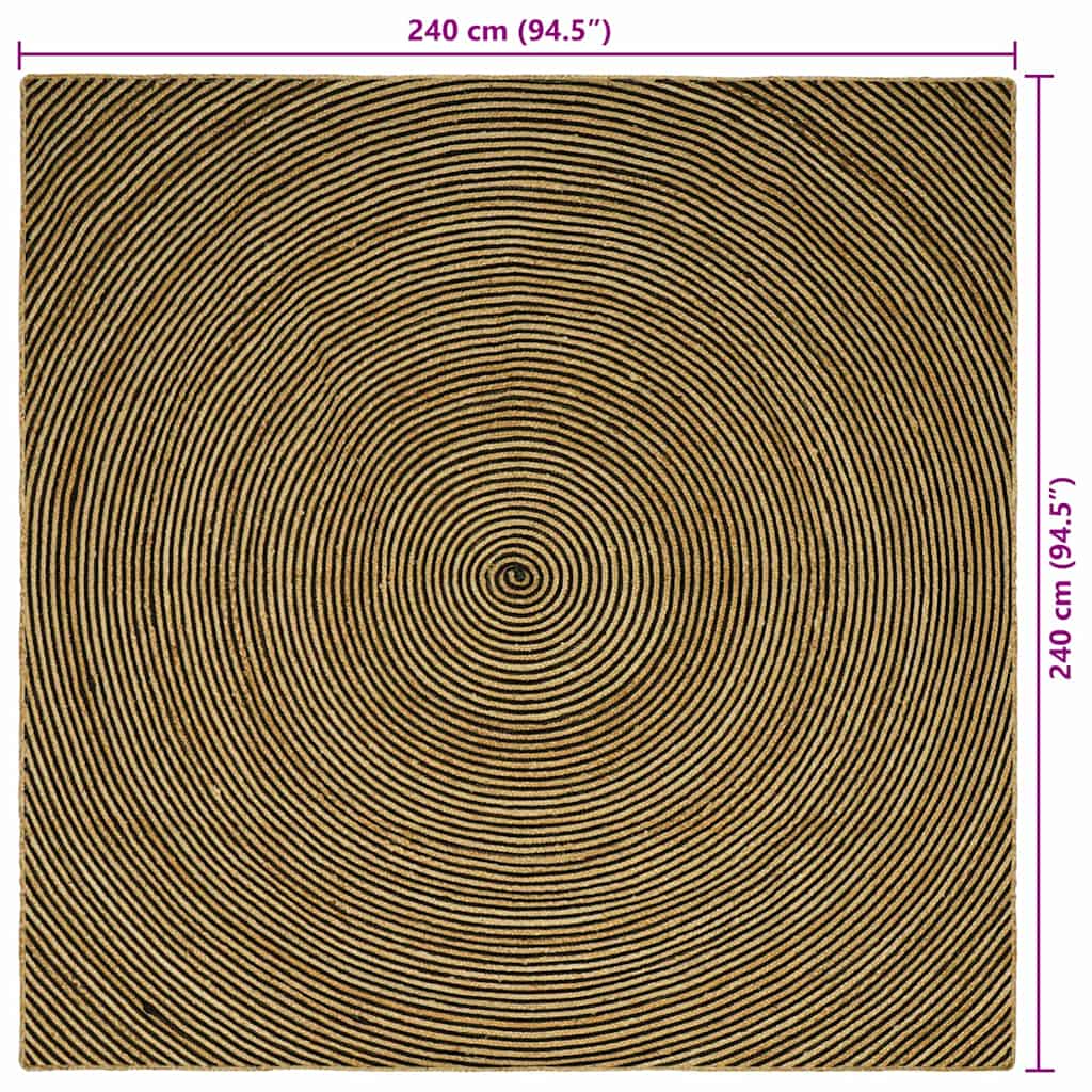 vidaXL Teppich Natürlich und Schwarz 240 x 240 cm Jute