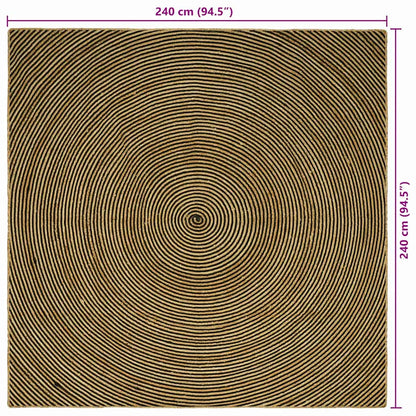 vidaXL Teppich Natürlich und Schwarz 240 x 240 cm Jute