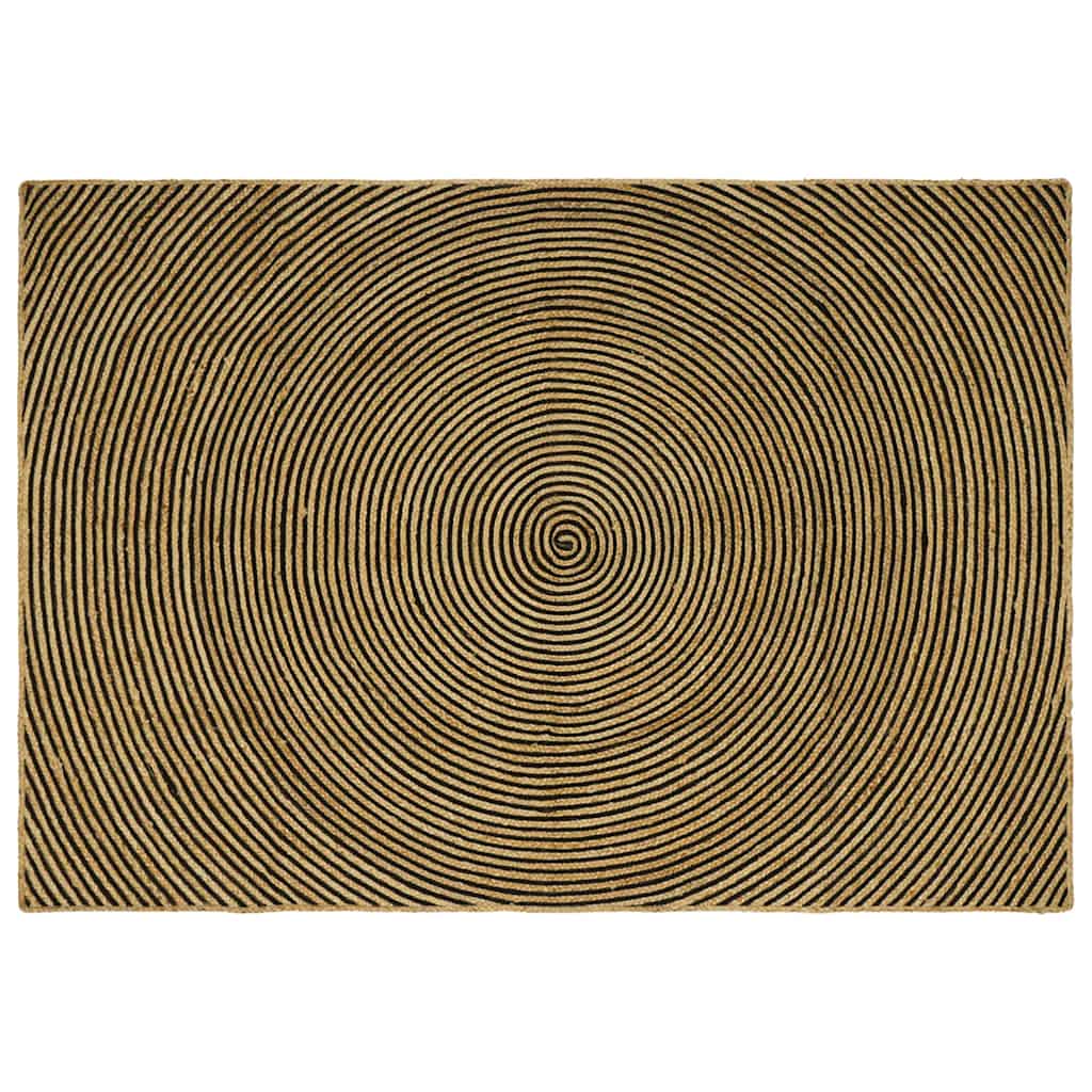 Teppich Natürlich und Schwarz 240 x 340 cm Jute