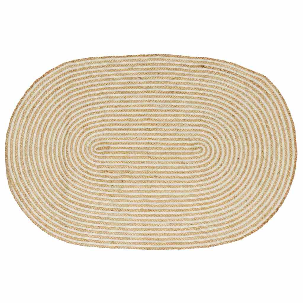 vidaXL Teppich Natürlich und Weiß 100 x 152 cm Jute