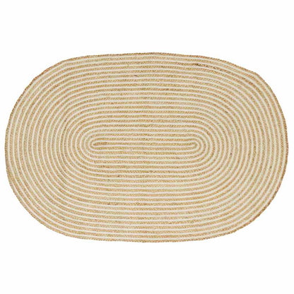 vidaXL Teppich Natürlich und Weiß 100 x 152 cm Jute