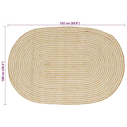 vidaXL Teppich Natürlich und Weiß 100 x 152 cm Jute