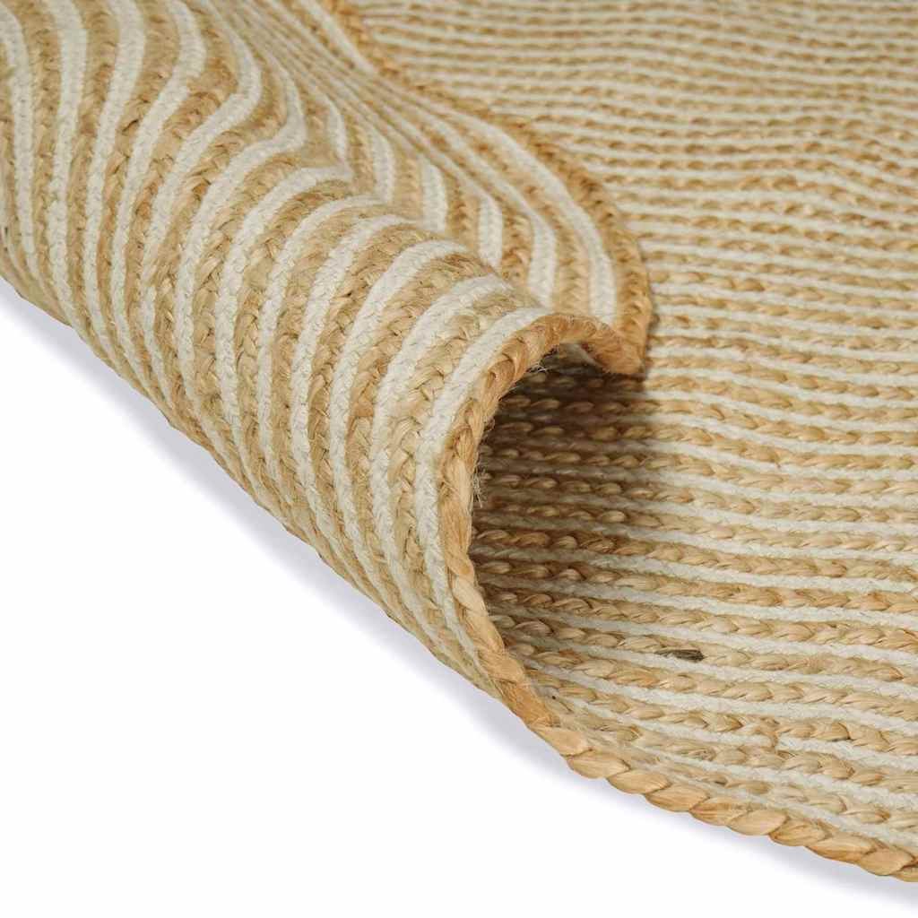 vidaXL Teppich Natürlich und Weiß 152 x 245 cm Jute