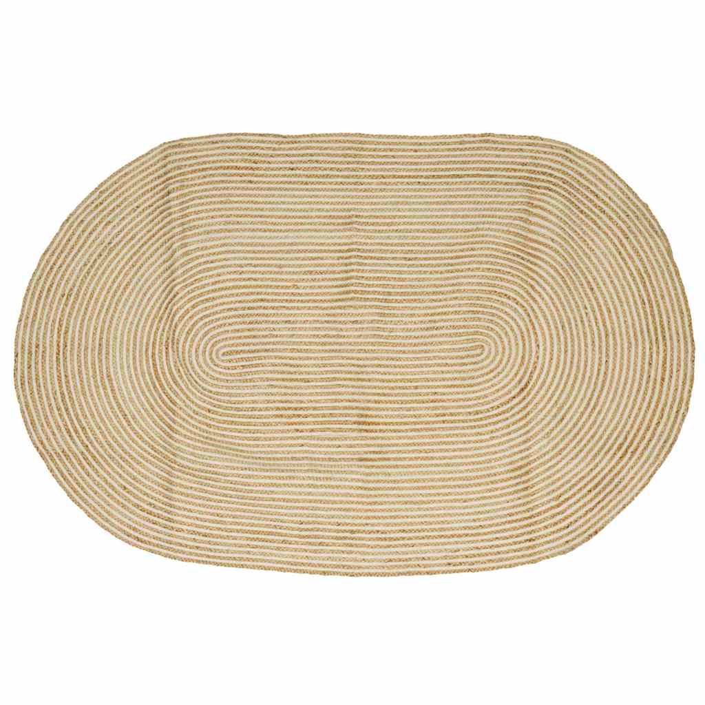 vidaXL Teppich Natürlich und Weiß 152 x 245 cm Jute
