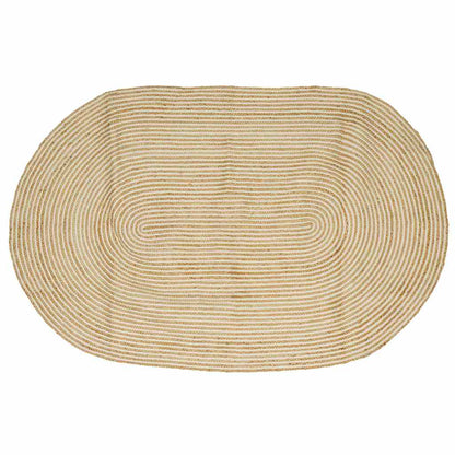 vidaXL Teppich Natürlich und Weiß 152 x 245 cm Jute