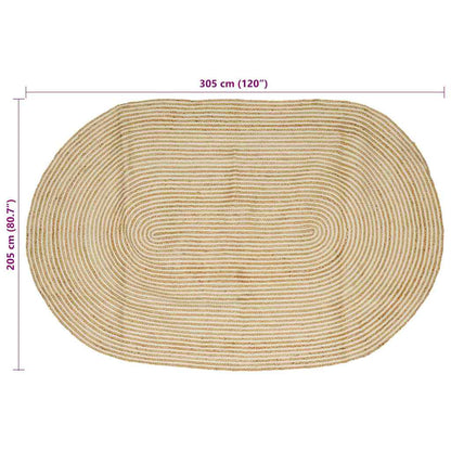 vidaXL Teppich Natürlich und Weiß 205 x 305 cm Jute