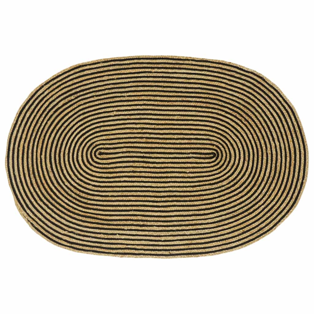 vidaXL Teppich Natürlich und Schwarz 122 x 183 cm Jute
