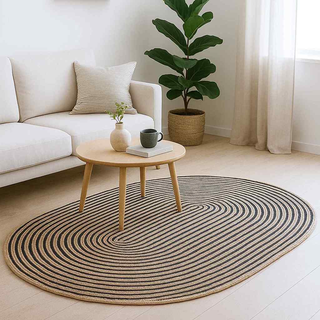vidaXL Teppich Natürlich und Schwarz 122 x 183 cm Jute