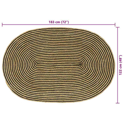 vidaXL Teppich Natürlich und Schwarz 122 x 183 cm Jute