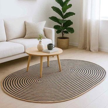vidaXL Teppich Natürlich und Schwarz 152 x 245 cm Jute
