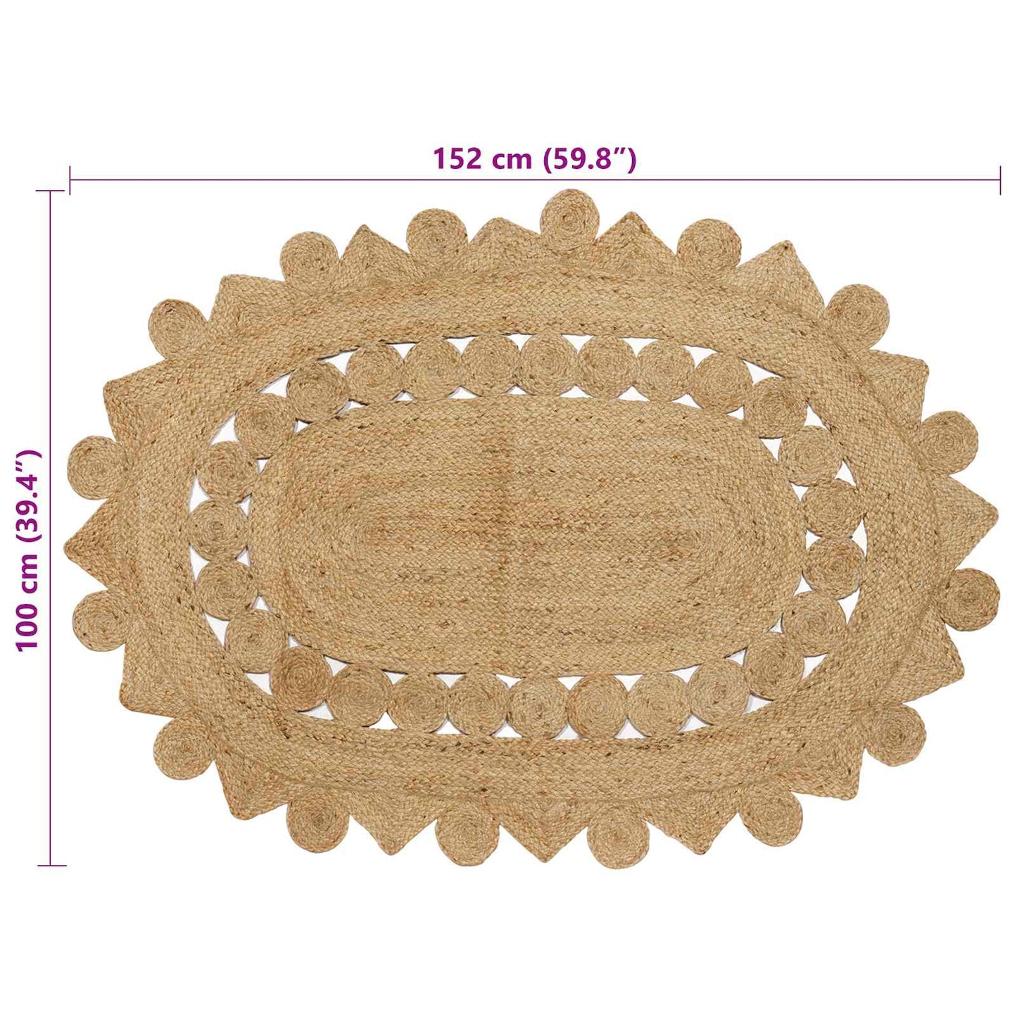 vidaXL Teppich Braun 100 x 152 cm Jute