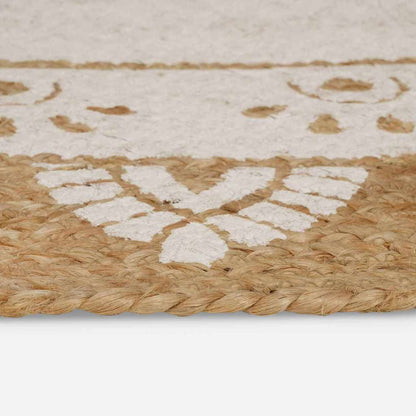 vidaXL Jute Teppich Floral Natur 100 x 152 cm Jute