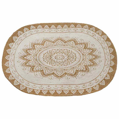 vidaXL Jute Teppich Floral Natur 100 x 152 cm Jute