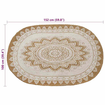 vidaXL Jute Teppich Floral Natur 100 x 152 cm Jute
