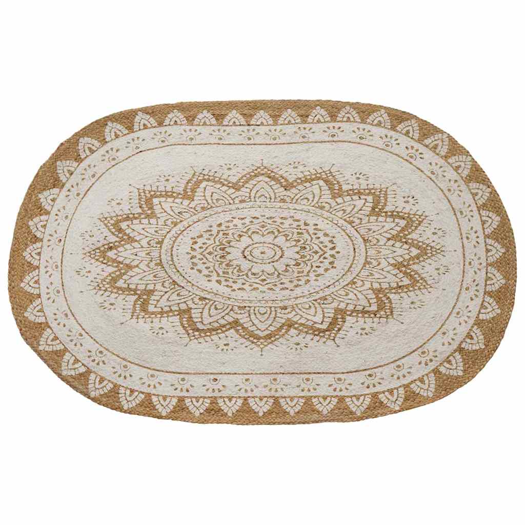 vidaXL Jute Teppich Floral Natur 122 x 183 cm Jute