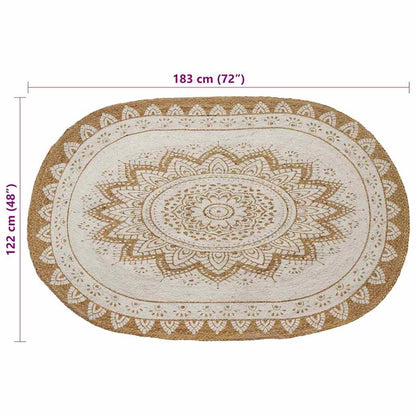 vidaXL Jute Teppich Floral Natur 122 x 183 cm Jute