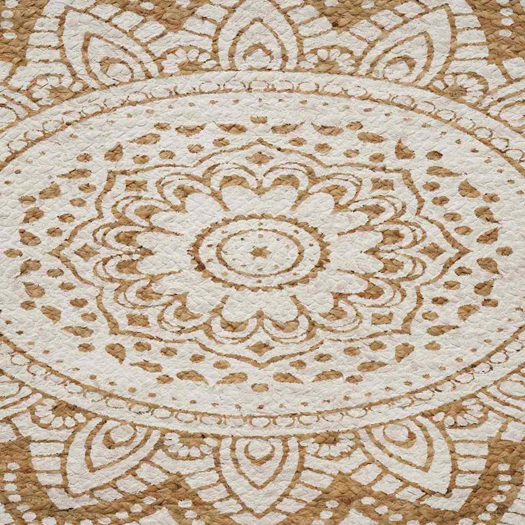 vidaXL Jute Teppich Floral Natur 152 x 245 cm Jute