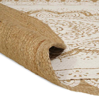 vidaXL Jute Teppich Floral Natur 152 x 245 cm Jute