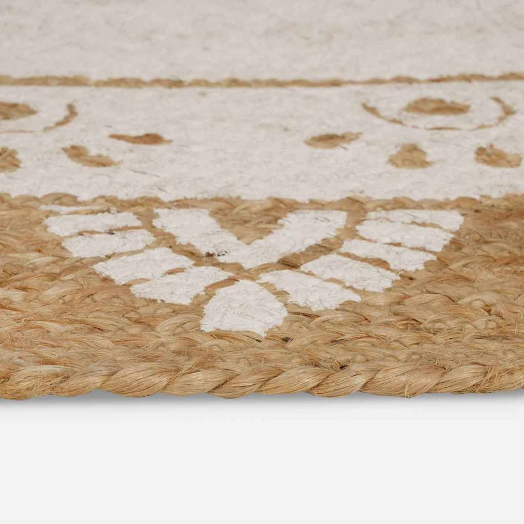 vidaXL Jute Teppich Floral Natur 152 x 245 cm Jute