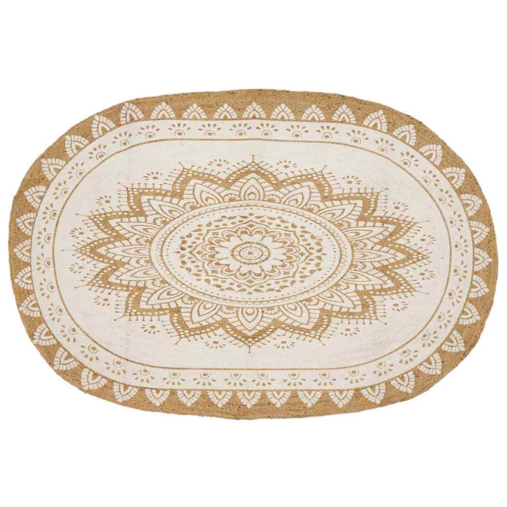 vidaXL Jute Teppich Floral Natur 152 x 245 cm Jute