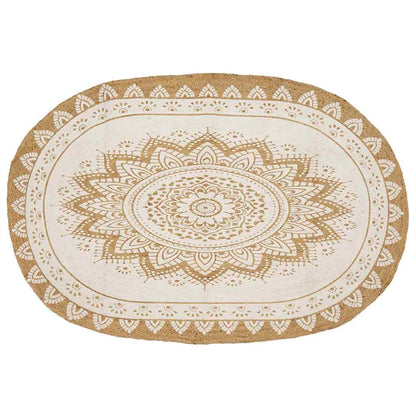 vidaXL Jute Teppich Floral Natur 152 x 245 cm Jute