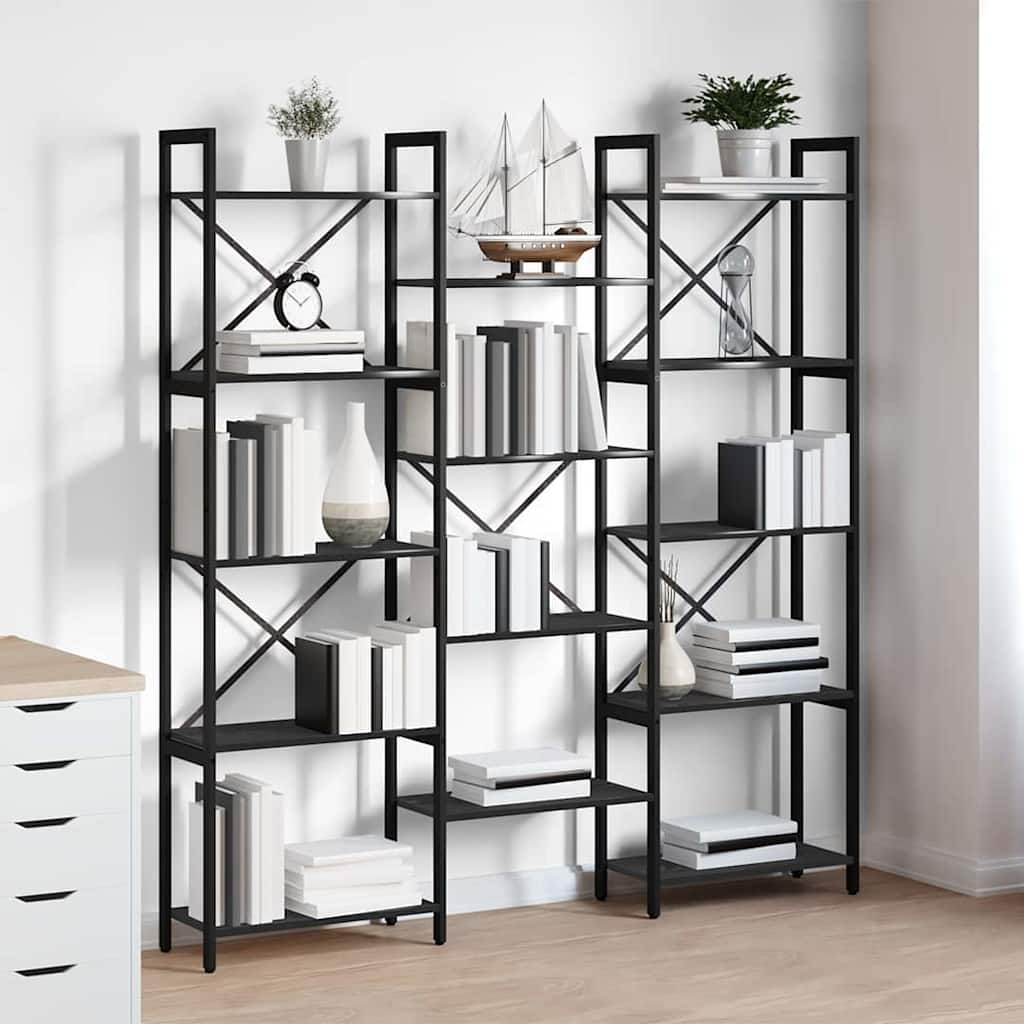 vidaXL Bücherregal Schwarz Eichen-Optik 156 x 25 x 167 cm