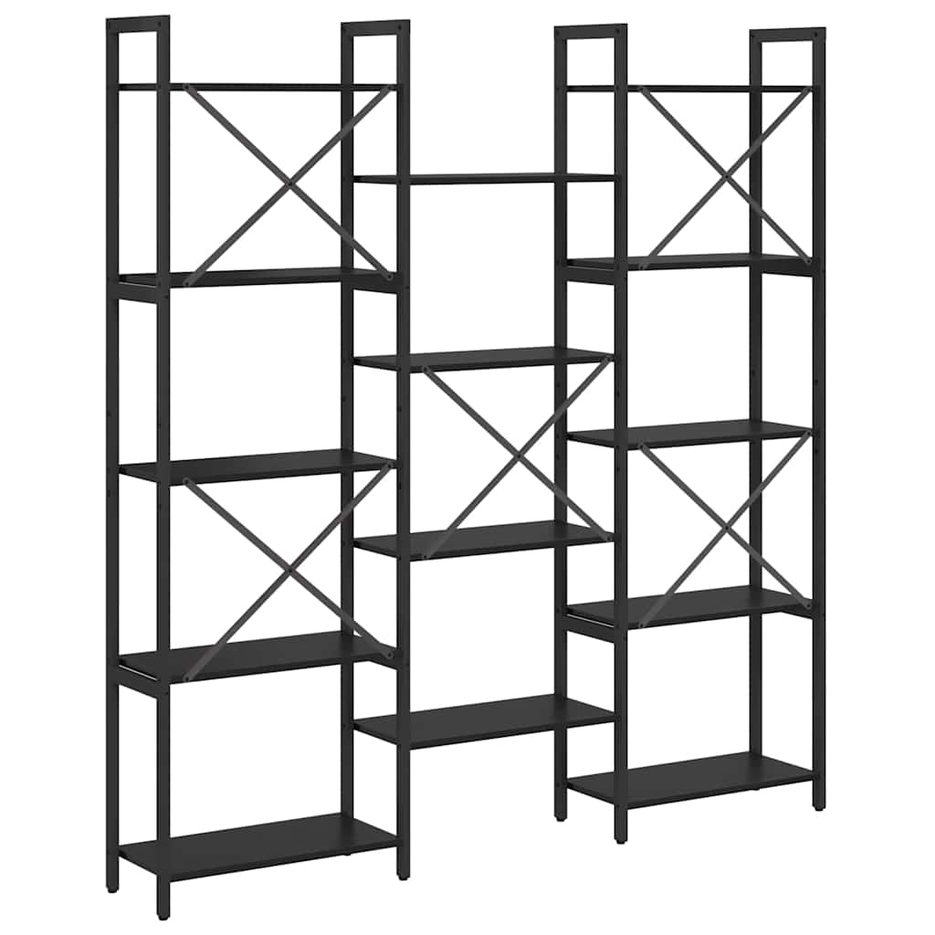 vidaXL Bücherregal Schwarz Eichen-Optik 156 x 25 x 167 cm