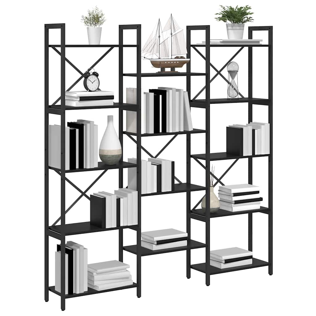 vidaXL Bücherregal Schwarz Eichen-Optik 156 x 25 x 167 cm