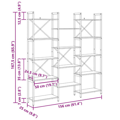 vidaXL Bücherregal Sonoma-Eiche 156 x 25 x 167 cm Holzwerkstoff