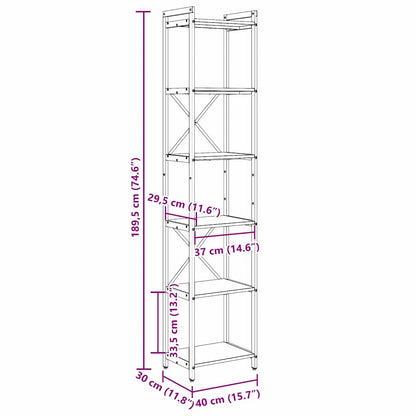 Bücherregal Geräucherte Eiche 40 x 30 x 189,5 cm Holzwerkstoff