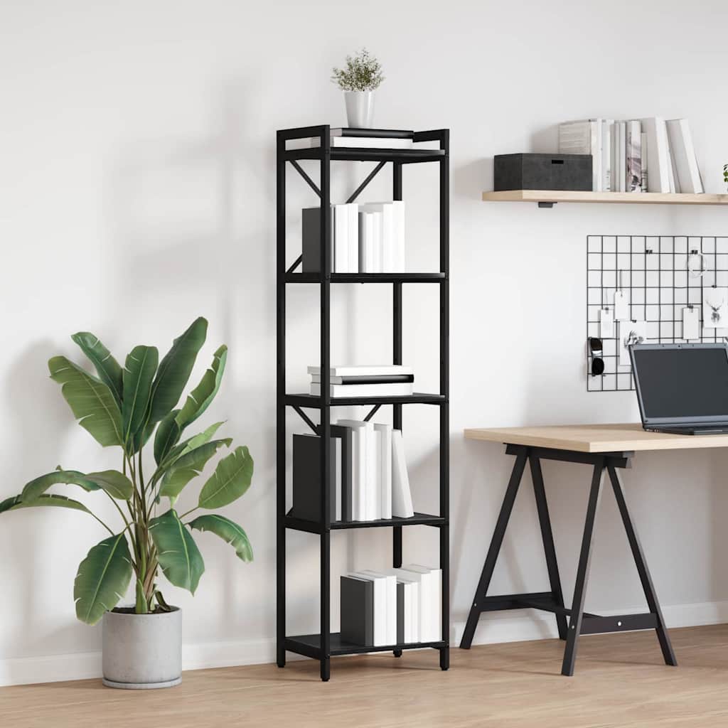 Bücherregal Schwarz Eichen-Optik 40 x 30 x 155 cm Holzwerkstoff