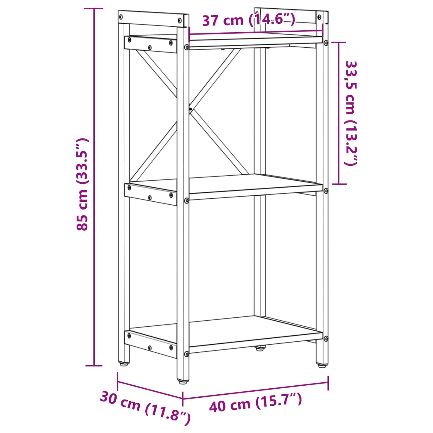 vidaXL Bücherregal Geräucherte Eiche 40 x 30 x 85 cm Holzwerkstoff