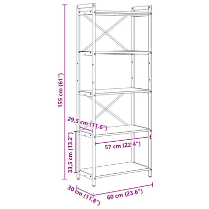 vidaXL Bibliothèque Noir aspect chêne 60 x 30 x 155 cm Bois d'ingénierie