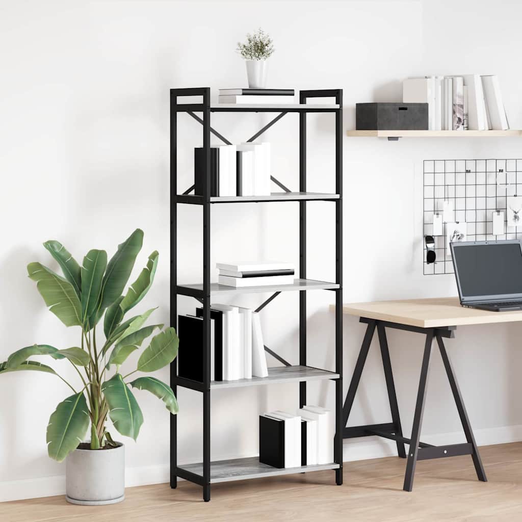 vidaXL Bibliothèque Gris Sonoma 60 x 30 x 155 cm Bois d'ingénierie