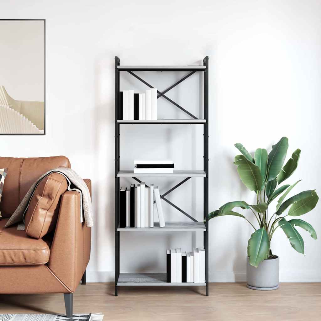vidaXL Bibliothèque Gris Sonoma 60 x 30 x 155 cm Bois d'ingénierie