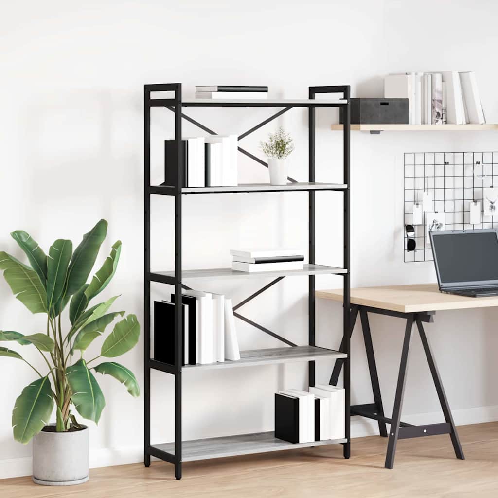 vidaXL Bücherregal Grau Sonoma 80 x 30 x 155 cm Holzwerkstoff