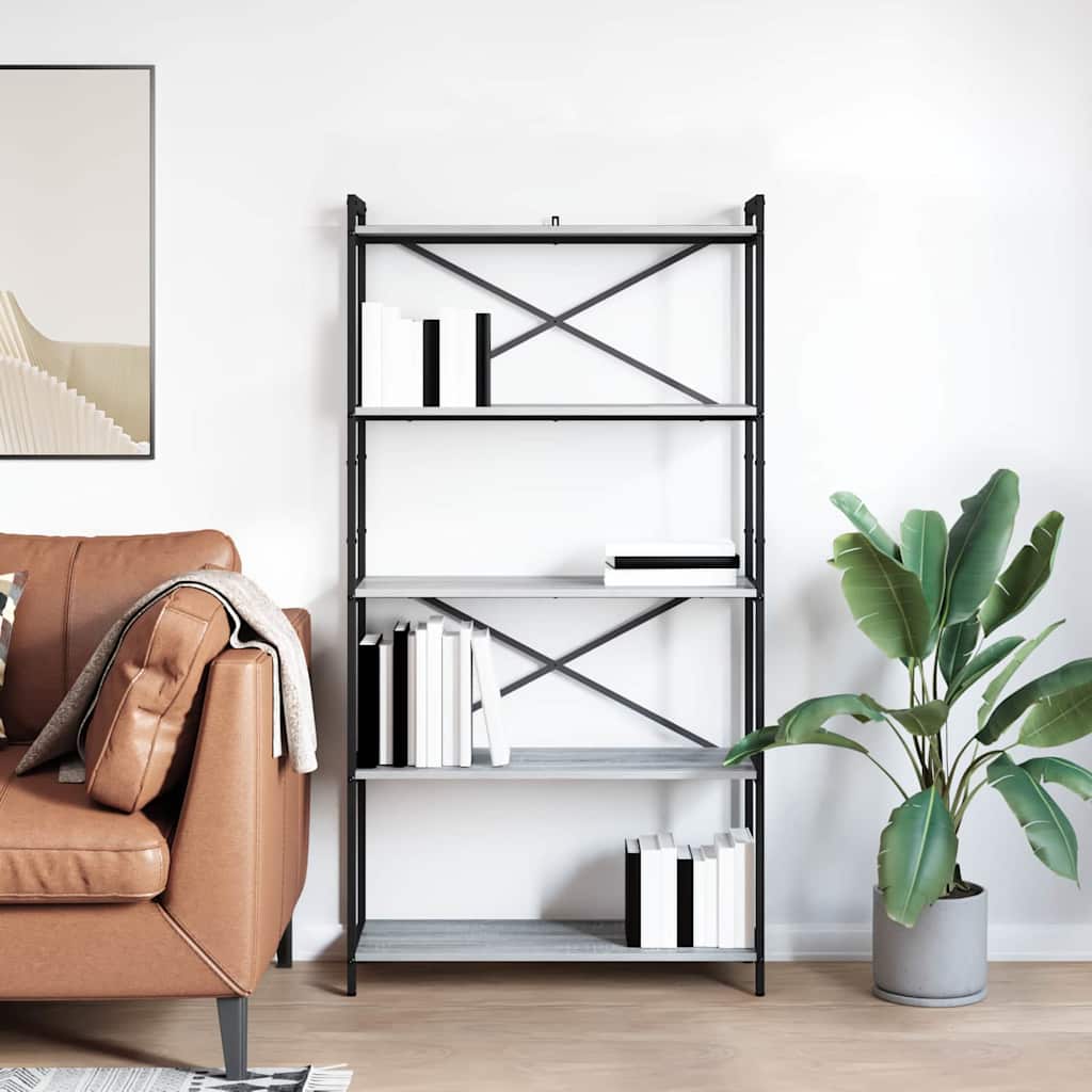 vidaXL Bücherregal Grau Sonoma 80 x 30 x 155 cm Holzwerkstoff