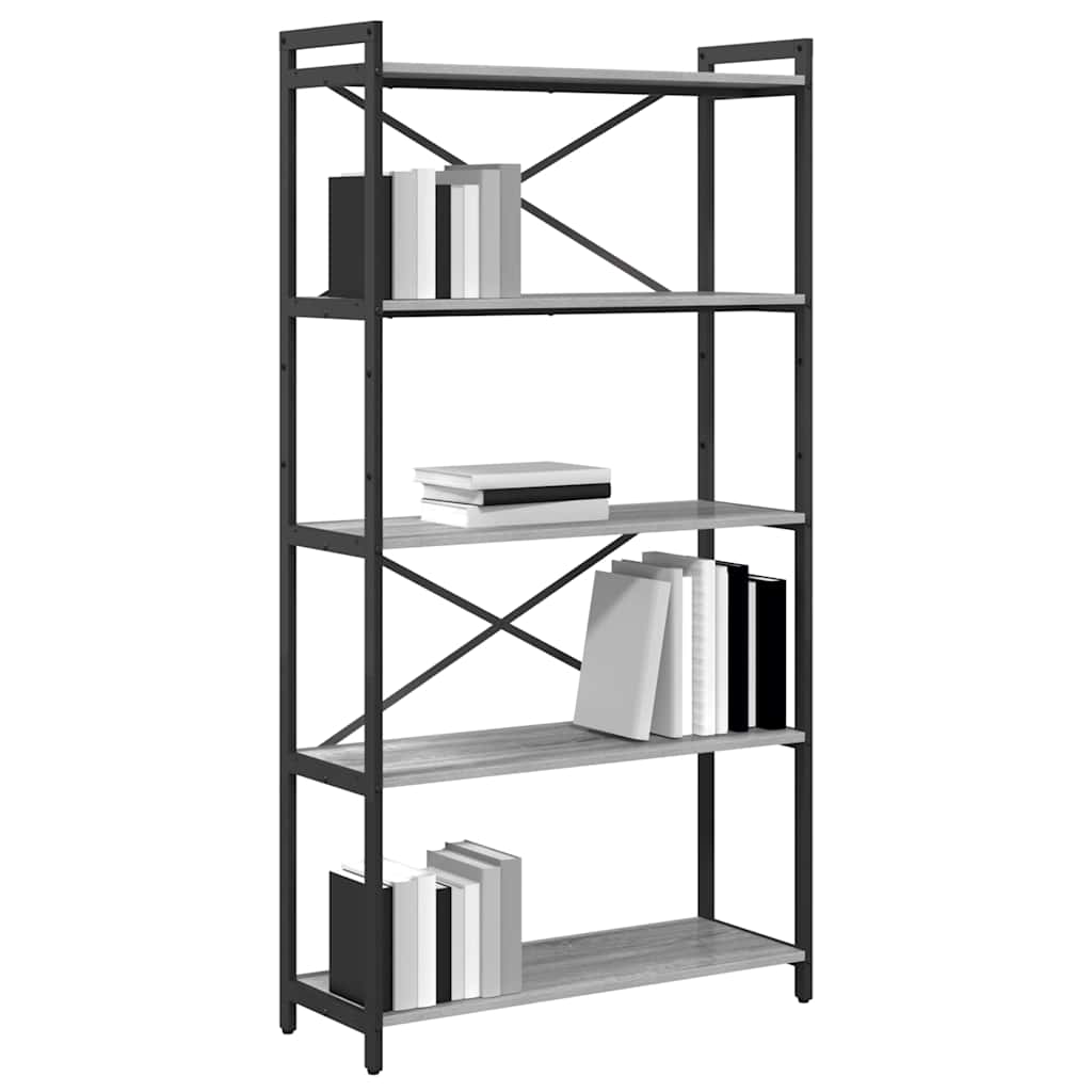 vidaXL Bücherregal Grau Sonoma 80 x 30 x 155 cm Holzwerkstoff