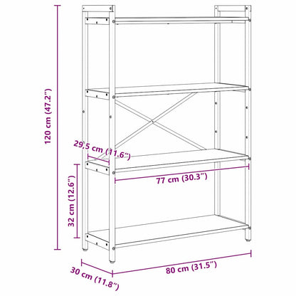 vidaXL Bücherregal Schwarz Eichen-Optik 80 x 30 x 120 cm Holzwerkstoff