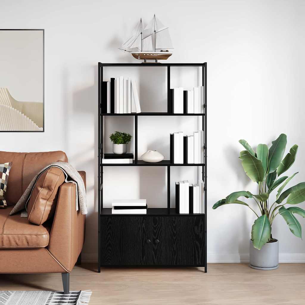 vidaXL Bibliothèque noir aspect chêne 80 x 30 x 155,5 cm