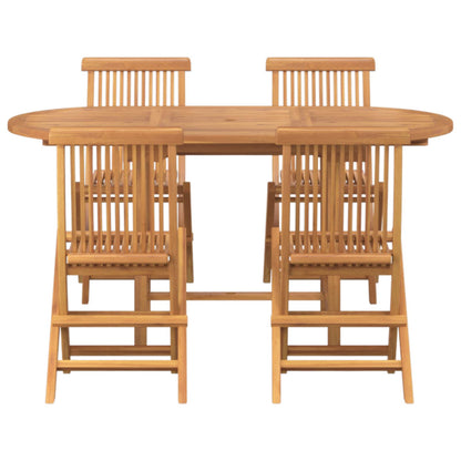vidaXL Garten Essgruppe 5 pcs Braun Massivholz Teak